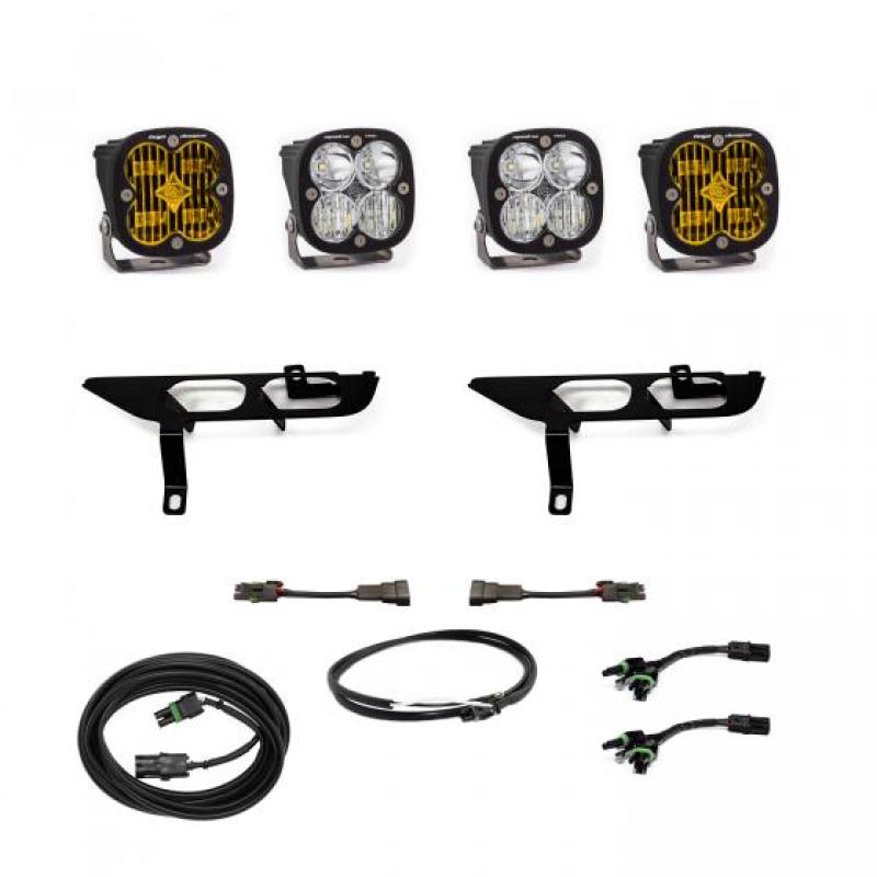 Ford F150 Fog Pocket Kit - Baja Designs - Squadron Sport DC with Upfitter - Amber - `21-`27
